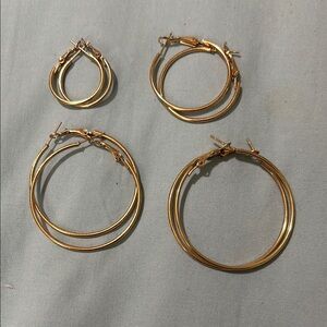 Elegant Gold Hoop Earrings Set